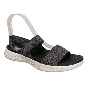 Skechers Gogamax Sandals Womens 8 Black Slip On Comfort Vacation Walking Stretch